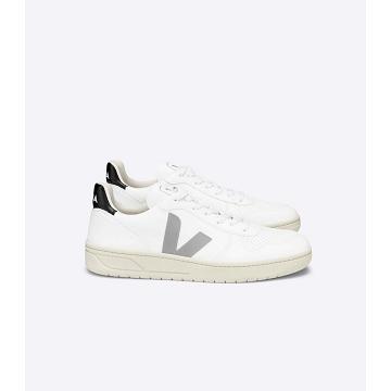 White/Grey/Black Women's Veja V-10 CWL Sneakers | AU 657YXF